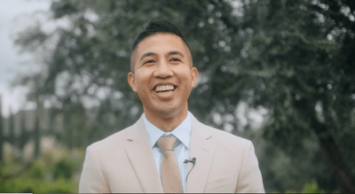 Groom discussing his wedding ceremony at Nirvana Estate, Bakersfield, California.