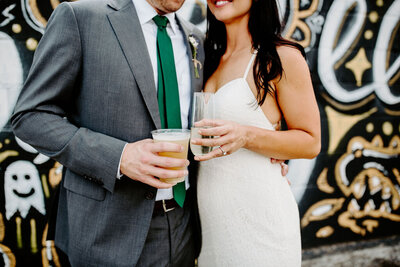 Bride and groom at Indiana brewery wedding