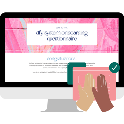 A detailed onboarding system featuring intake forms and email templates to gather essential client information effortlessly.