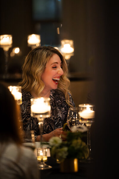 Woman smile at birthday party