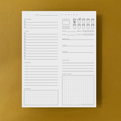The Daily Page Notepad Eco-Conscious Minimalist Wellness Self Care Hydration 2