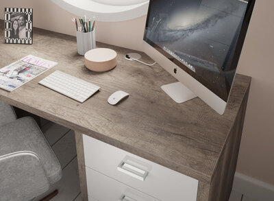 Home Office Dark Oak & Gloss White Detail 1-medium