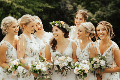 Ashley Doty and bridesmaids on wedding day