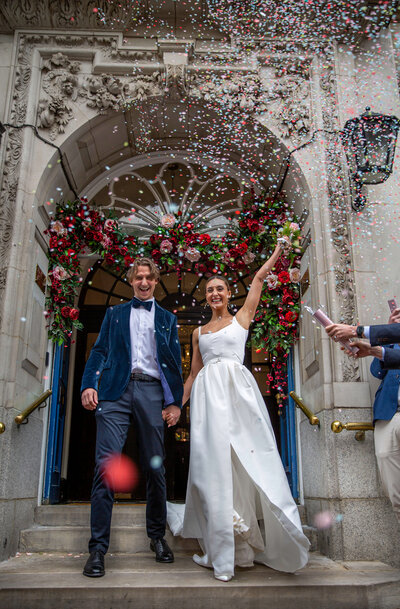 Chelsea Town Hall Wedding London Confetti Shot