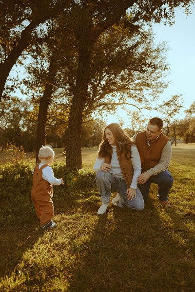 Cozy, golden hour family session in a field in Buffalo Gap, TX