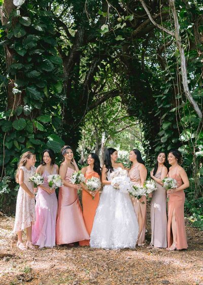 A beautiful wedding photo at Kualoa Ranch by an outdoor photographer in Hawaii.