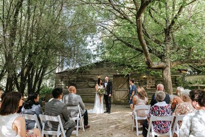 Wedding ceremony at Log Cabin Ranch Victoria