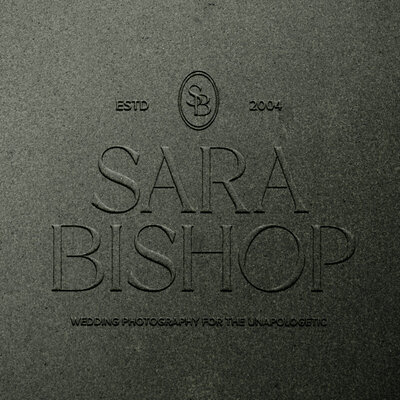 Embossed logo for Sara Bishop