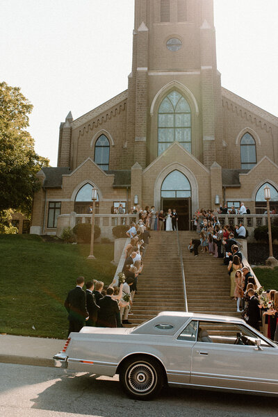wedding ceremony exit with a vintage look