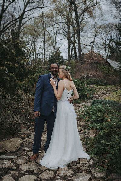 Beautiful bi-racial couple  during their post-elopement session