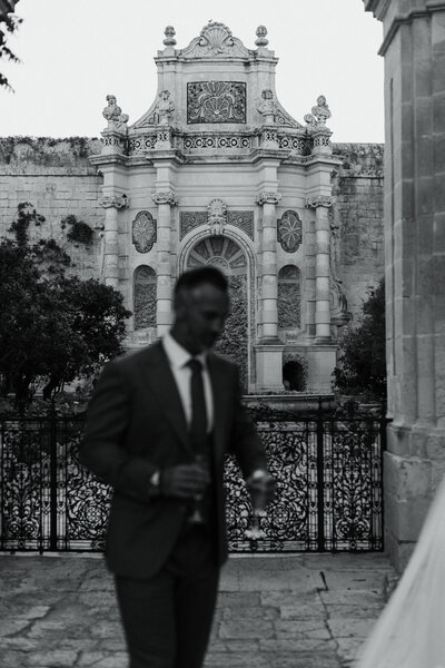 black and white bride and groom in Malta