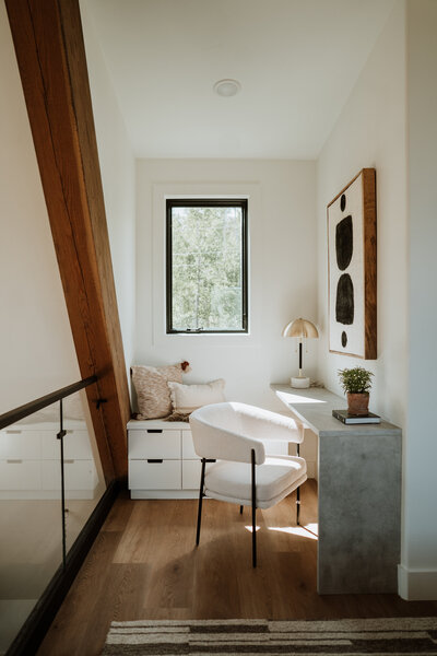 Naturally lit loft office space in a Airbnb in Colorado.