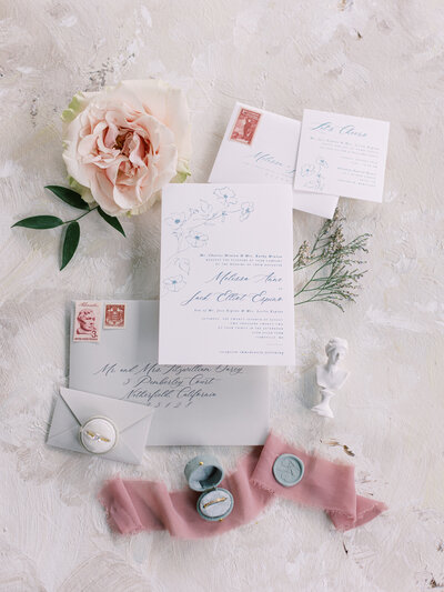 Custom pink mauve wedding stationery