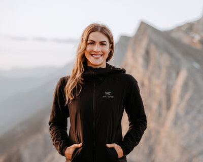 Elopement photographer hiking in the Alberta Rocky Mountains