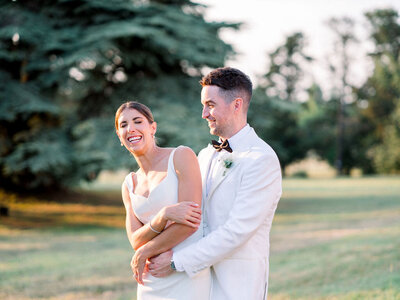 Alex and Tom at a French chateau wedding on their wedding day
