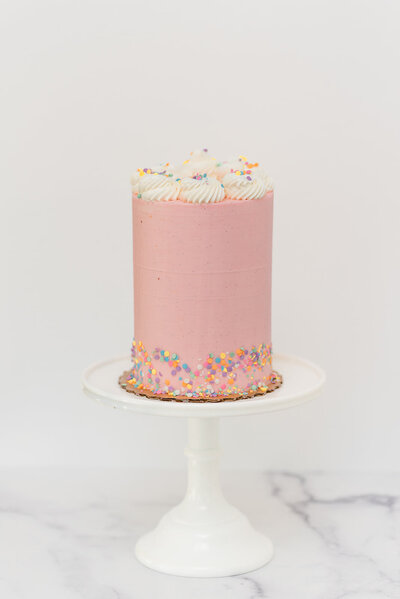 strawberry cake with sprinkles