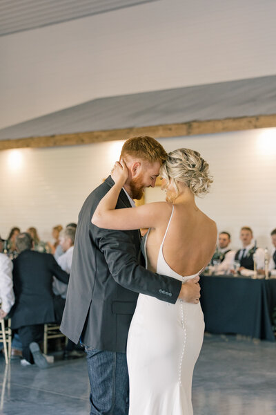 The bride and groom during their first dance.
