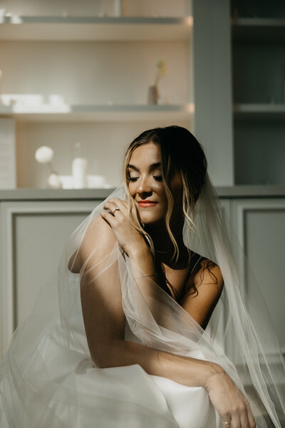 A photo of a lovely bride with her hair down