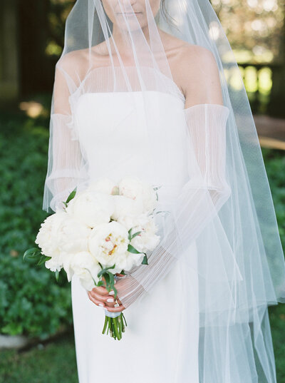 A bridal portrait in the gardens at Eolia Mansion