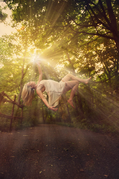 Prior Lake Minnesota high school senior photo of girl floating in air