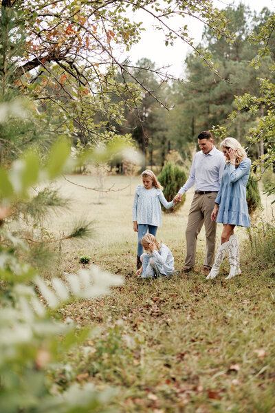 a family walking outside