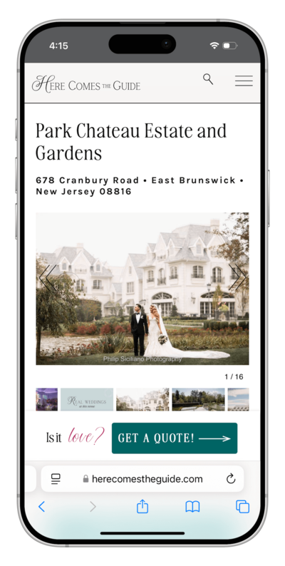 A screenshot of the Here Comes The Guide website on an iPhone