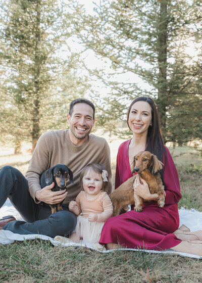 Christmas Tree Farm Family Photo Pet Dog