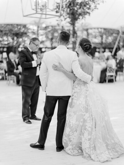 Bride and Groom during wedding  toasts