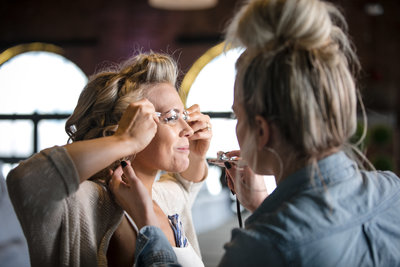 bride getting ready on wedding day