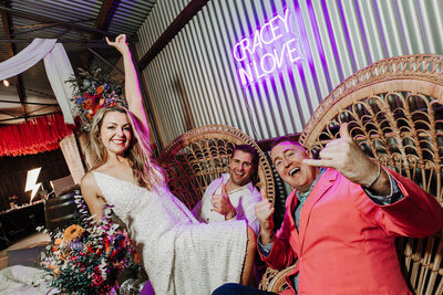 Modern celebrant officiating a joyful wedding