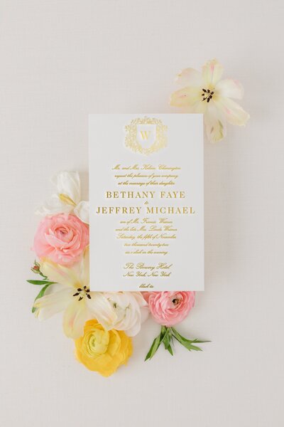Delicate Floral and Script Wedding Invitation