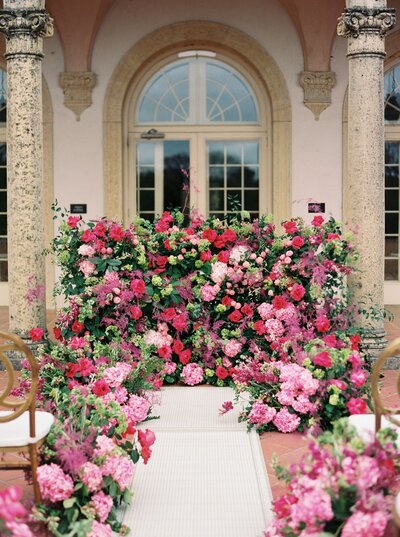 Beautiful staircase floral installation