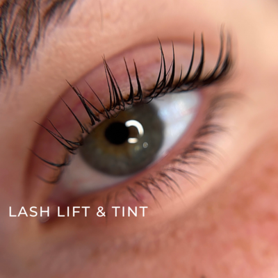 Before and after lash lift and tint on natural lashes