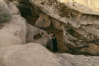wedding couple in a slot canyon in Zion