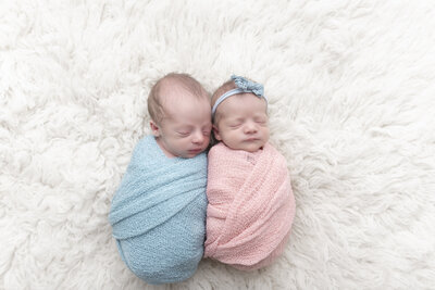 twin newborns posed for their atlanta newborn twin session