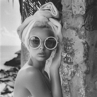 50's beach bunny woman