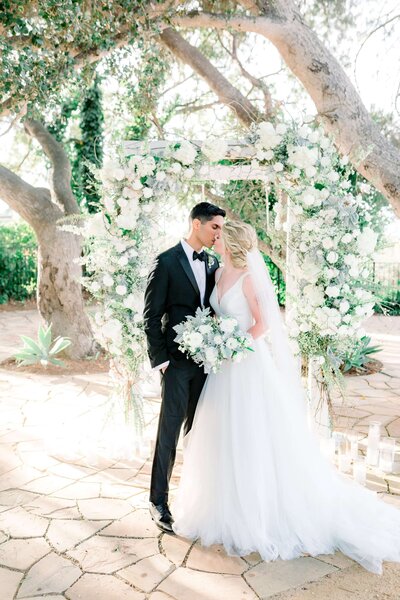 bride and groom kissing