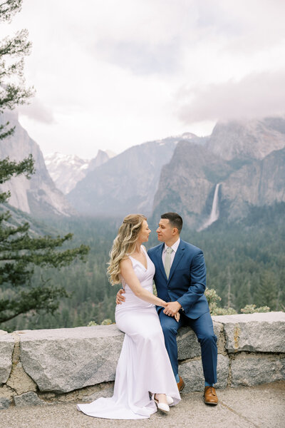 Natural, cinematic elopement portraits at a Fresno overlook