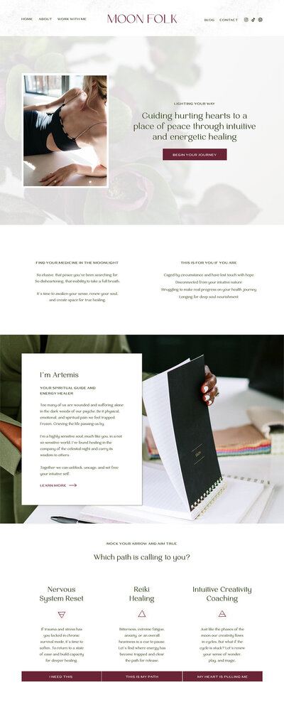 Artisan Kind Showit website template customized with a deep purple color palette