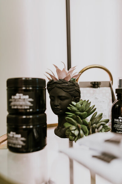Davines retail display in the best hair extension salon in Madison, MS