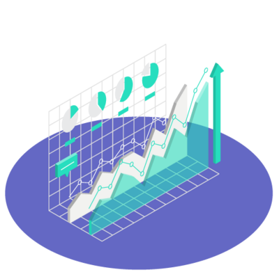 graph showing the growing curves of a company using data dashboards