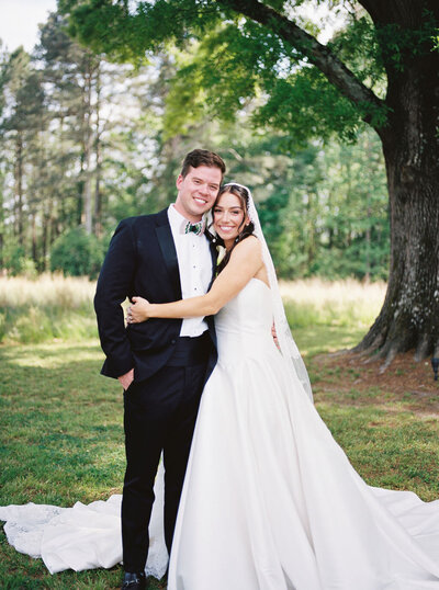 Brides and groom portrait Baucom House wedding photographer
