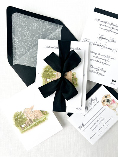black and white wedding invitations