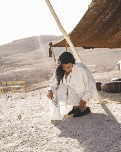Katherine Suarez in the desert preparing for a business retreat