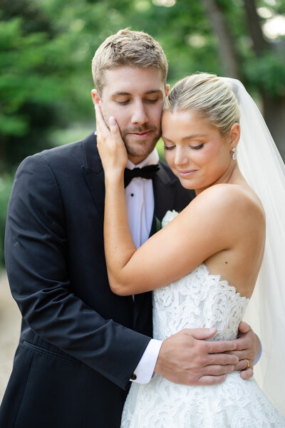 bride and groom kissing