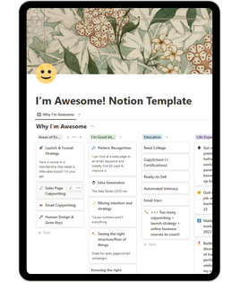 Screenshot of the "I'm Awesome!" Notion template in action.
