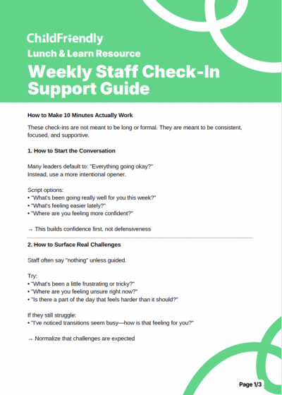 Support Check In Weekly Staff Check-In Support Guide | ChildFriendly