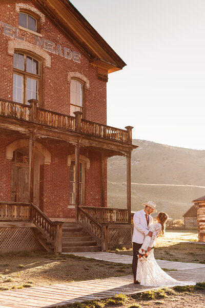 Sunrise western elopement in ghosttown in dillon montana