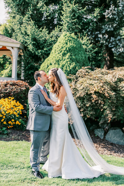 Husband and wife on the grounds at Basking Ridge Country Club.