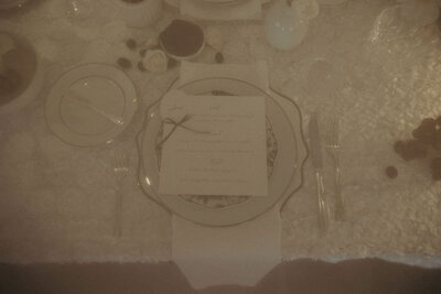 A close up of a wedding reception table.